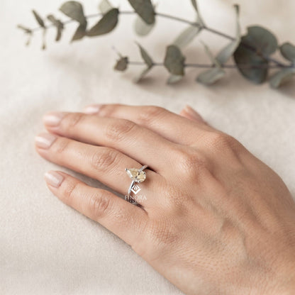 Sunshine Yellow Oval Gem Ring  –  14K Gold Elegant Engagement Ring