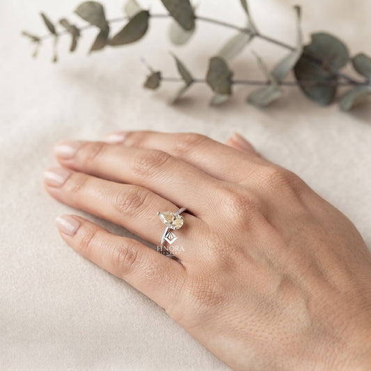 Sunshine Yellow Oval Gem Ring  –  14K Gold Elegant Engagement Ring
