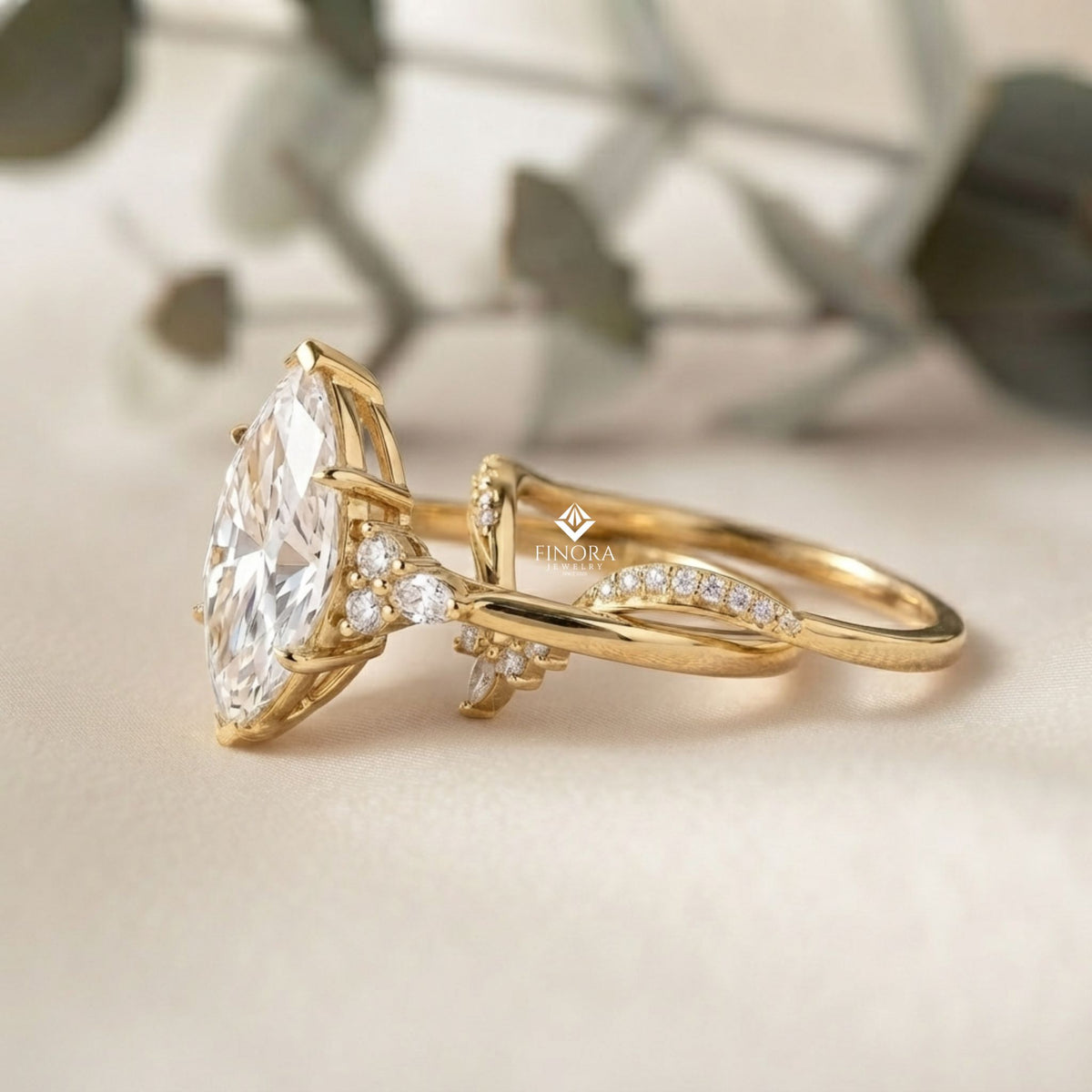 marquise cluster bridal set – celestial crown ring