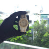 White & Yellow Iced Out Arabic Dial Watch – Bust Down Watch