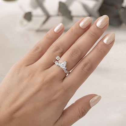 Pear Cut Diamond Engagement Ring with Accent Band – Finora Jewelry