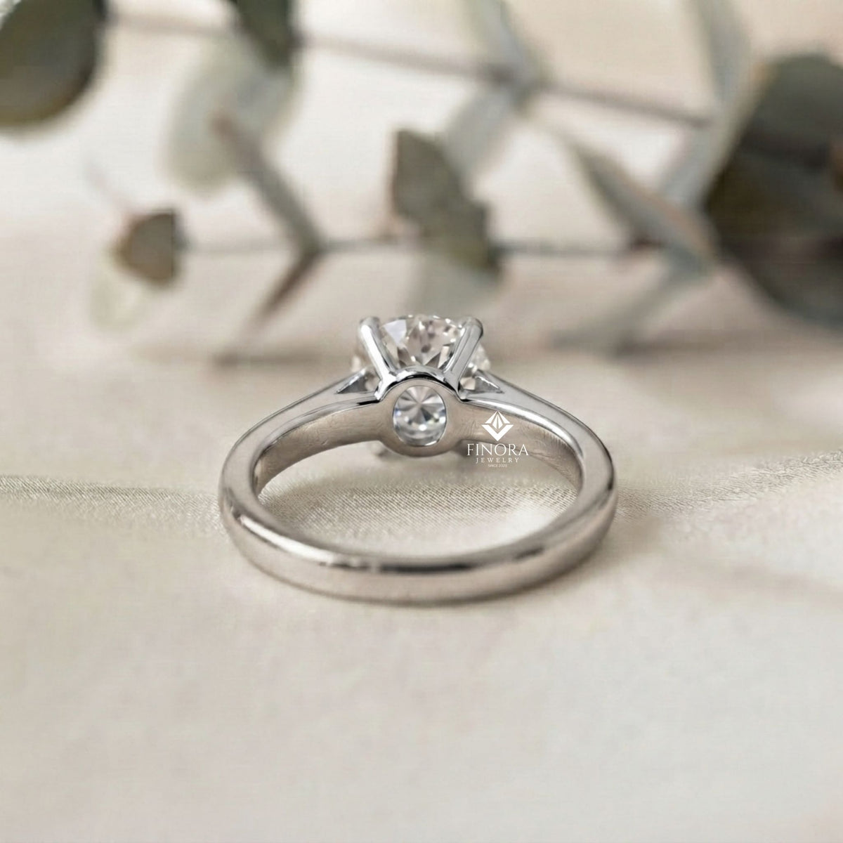 round cut moissanite solitaire engagement ring – finora jewelry