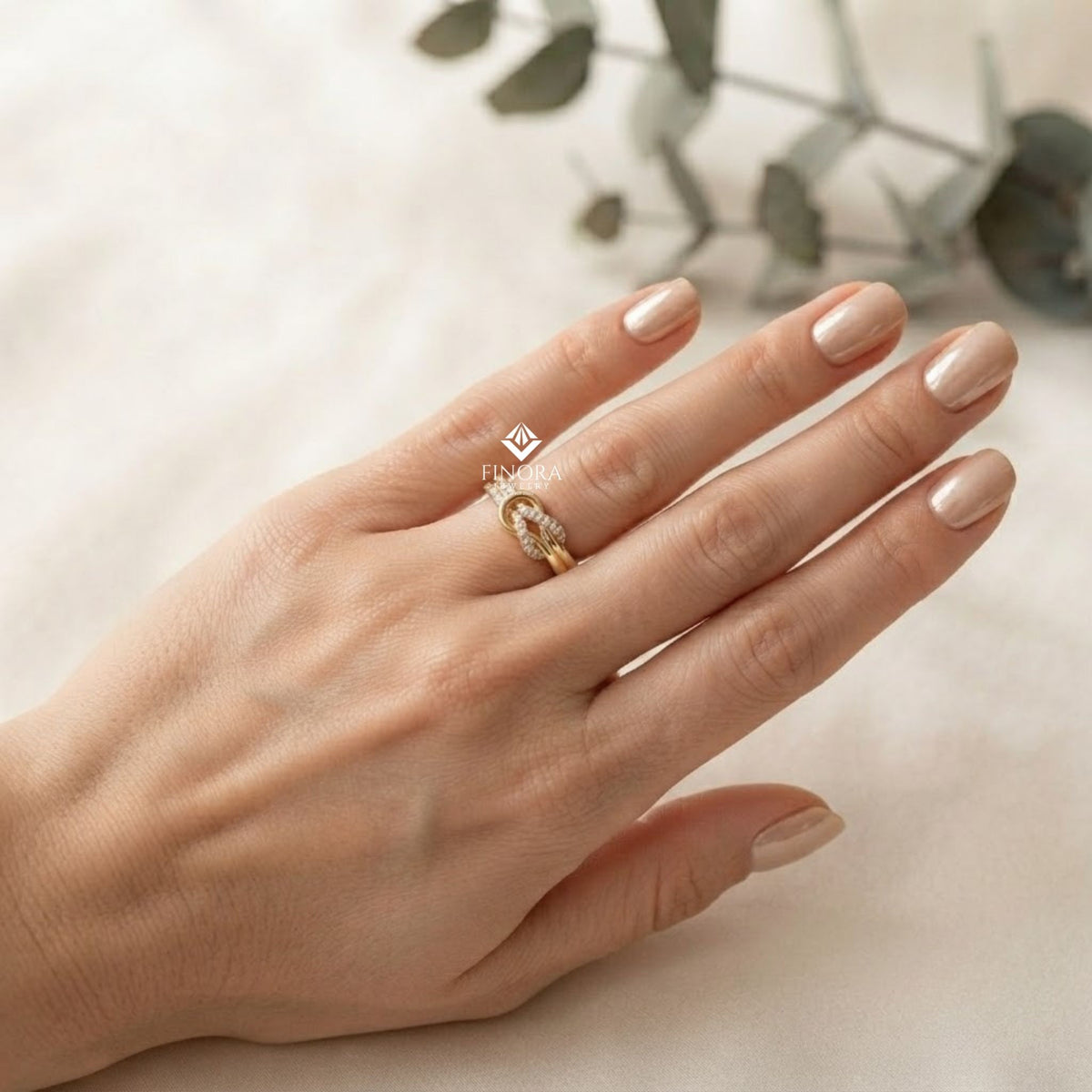 love knot diamond ring – infinity knot engagement band (10k-18k gold, sterling silver)