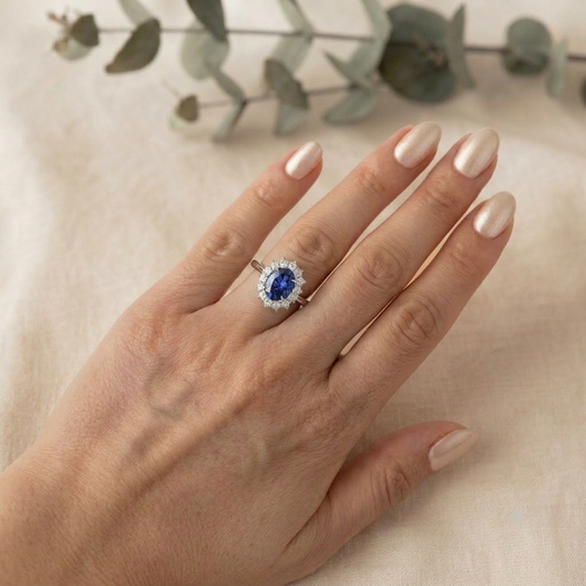 Blue Sapphire Engagement Ring | Sapphire Diamond Engagement Ring