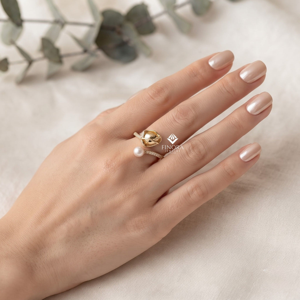 tulip flower ring –  dainty floral gold jewelry for her