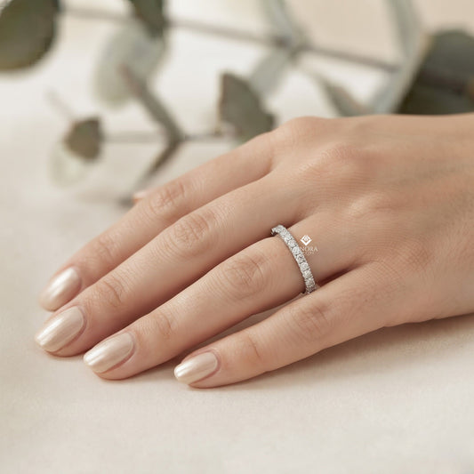 Classic Pavé Diamond Eternity Band Ring in 925 Silver, 10K/14K Gold (Rose/White/Yellow), & Platinum – Finora Jewelry