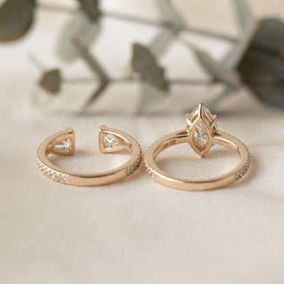 Marquise Wedding Ring Set – Elegant Gold Bridal Ring – Fine Jewelry for Engagement