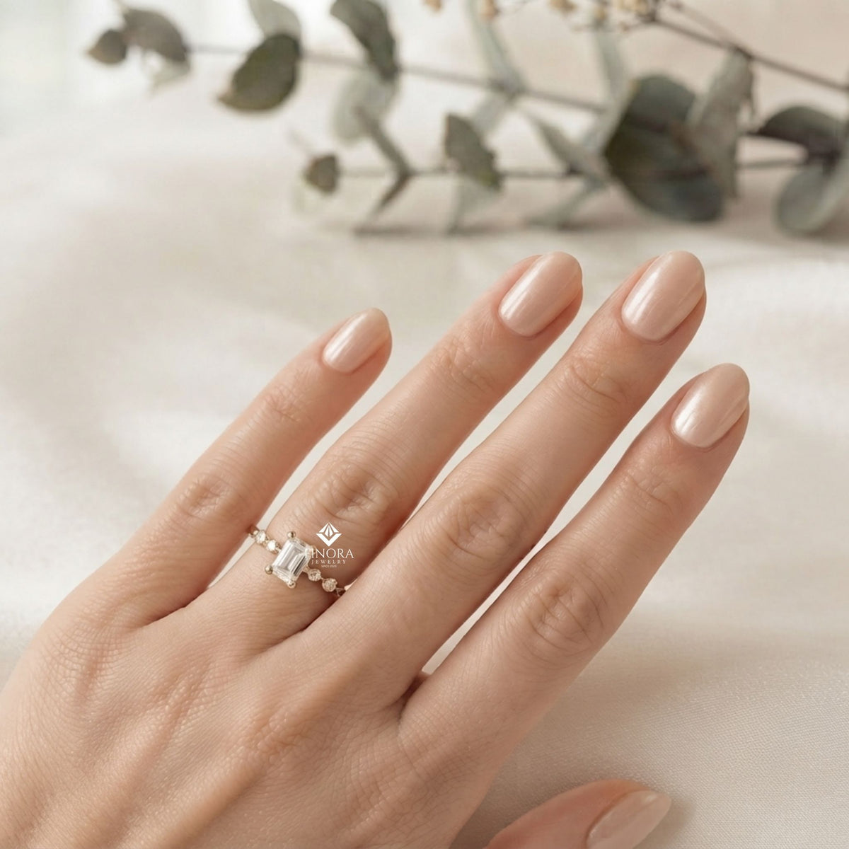 emerald cut stacking ring –  minimalist diamond bar band –   dainty gold everyday jewelry