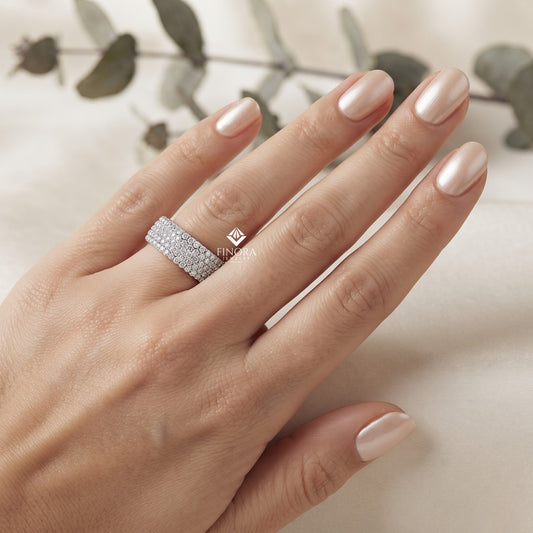 Five-Row Diamond Eternity Band – Bold Statement Wedding Ring – Finora Signature Radiance