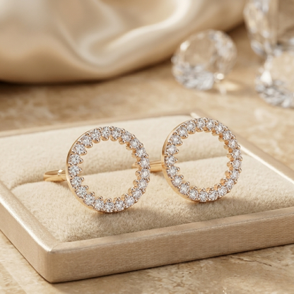 Luna Circle Pavé Diamond Stud Earring – Finora Jewelry