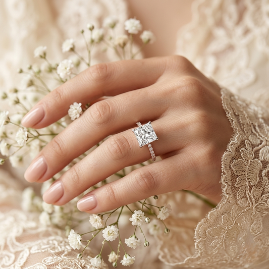 Radiant Princess Cut Solitaire Engagement Ring – Elegant Classic Gift for Her – Perfect for Birthday, Proposal, or Anniversary – Custom 925 Silver / 10K / 14K Gold / Platinum – Finora Signature