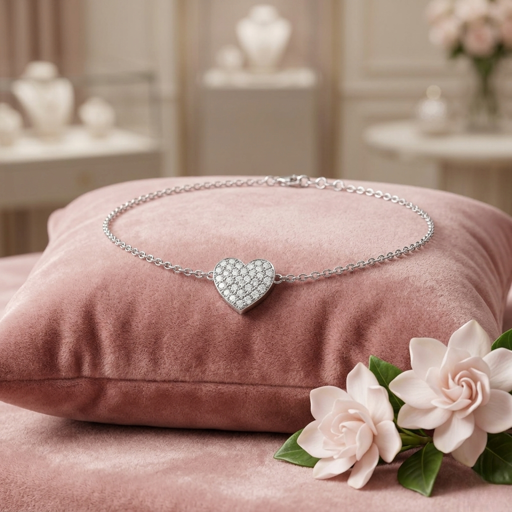 amira petite heart diamond bracelet – finora jewelry