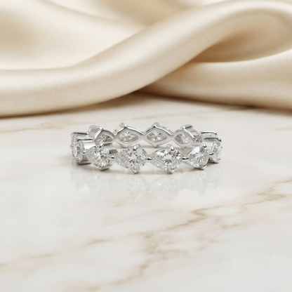2.00 CT Pear Cut Moissanite Eternity Band | Colorless VVS Pear Shape Wedding Band | Full Eternity Ring for Women