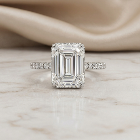 Emerald Cut Moissanite Solitaire Rings