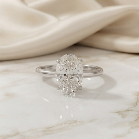 Oval Cut Moissanite Solitaire Ring – Classic Engagement Ring for Her – 925 Silver / 10K, 14K, 18K Gold / Platinum | Finora Jewelry