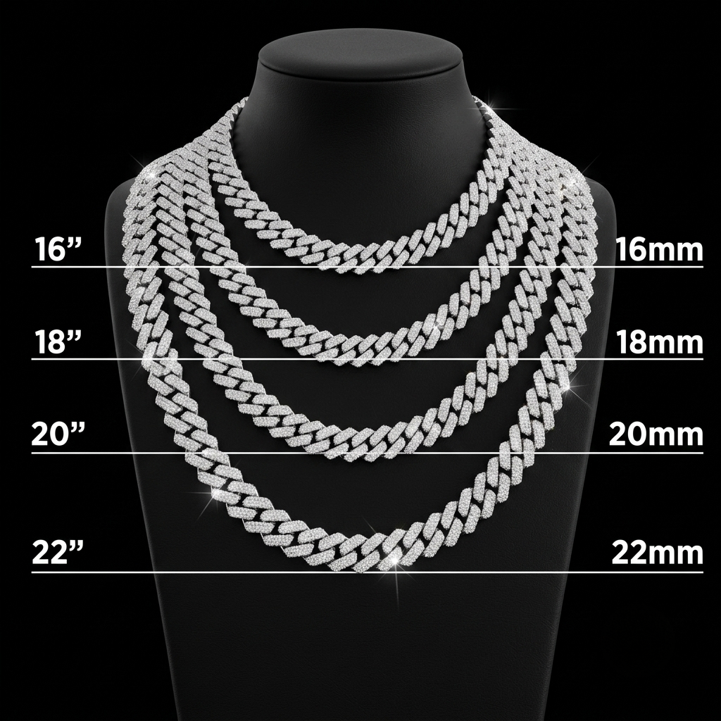 moissanite silver miami cuban link chain - 22-inch heavyweight choker