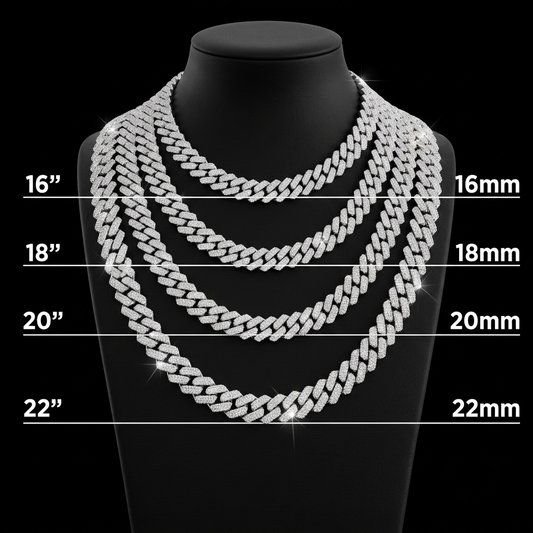 Moissanite Silver Miami Cuban Link Chain - 22-Inch Heavyweight Choker