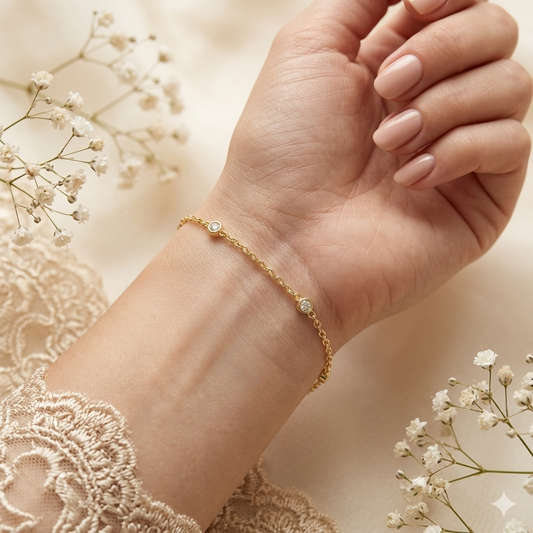 Lina Petite Diamond Station Bracelet – Finora Jewelry