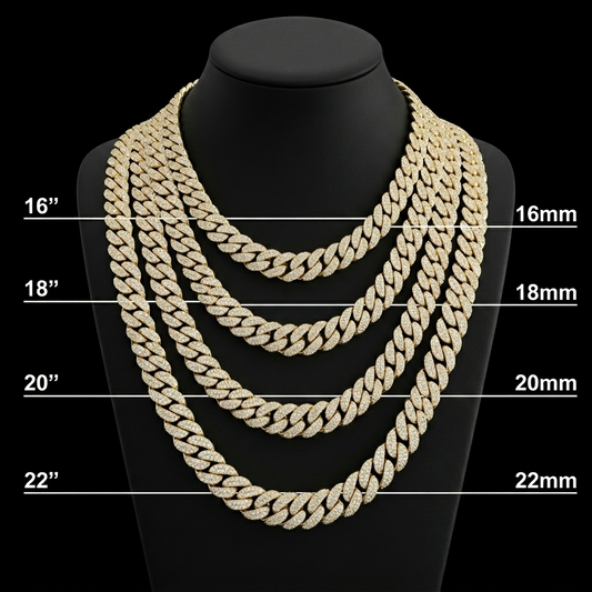 14mm Moissanite Silver Miami Cuban Link Chain - 22-Inch Heavyweight Choker