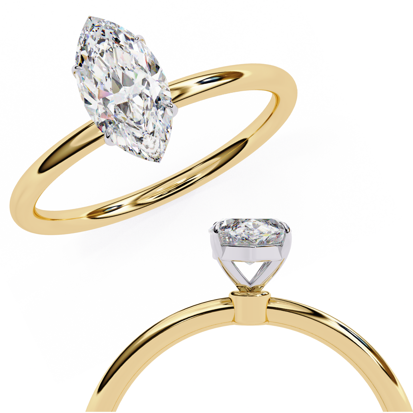 marquise cut moissanite solitaire engagement ring – sleek design in 925 silver, 10k & 14k white, yellow, rose gold, or platinum | finora jewelry