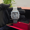 41mm Bust Down Watch Iced Out Watch – White Baguette Skeleton Square Dial Men Watch