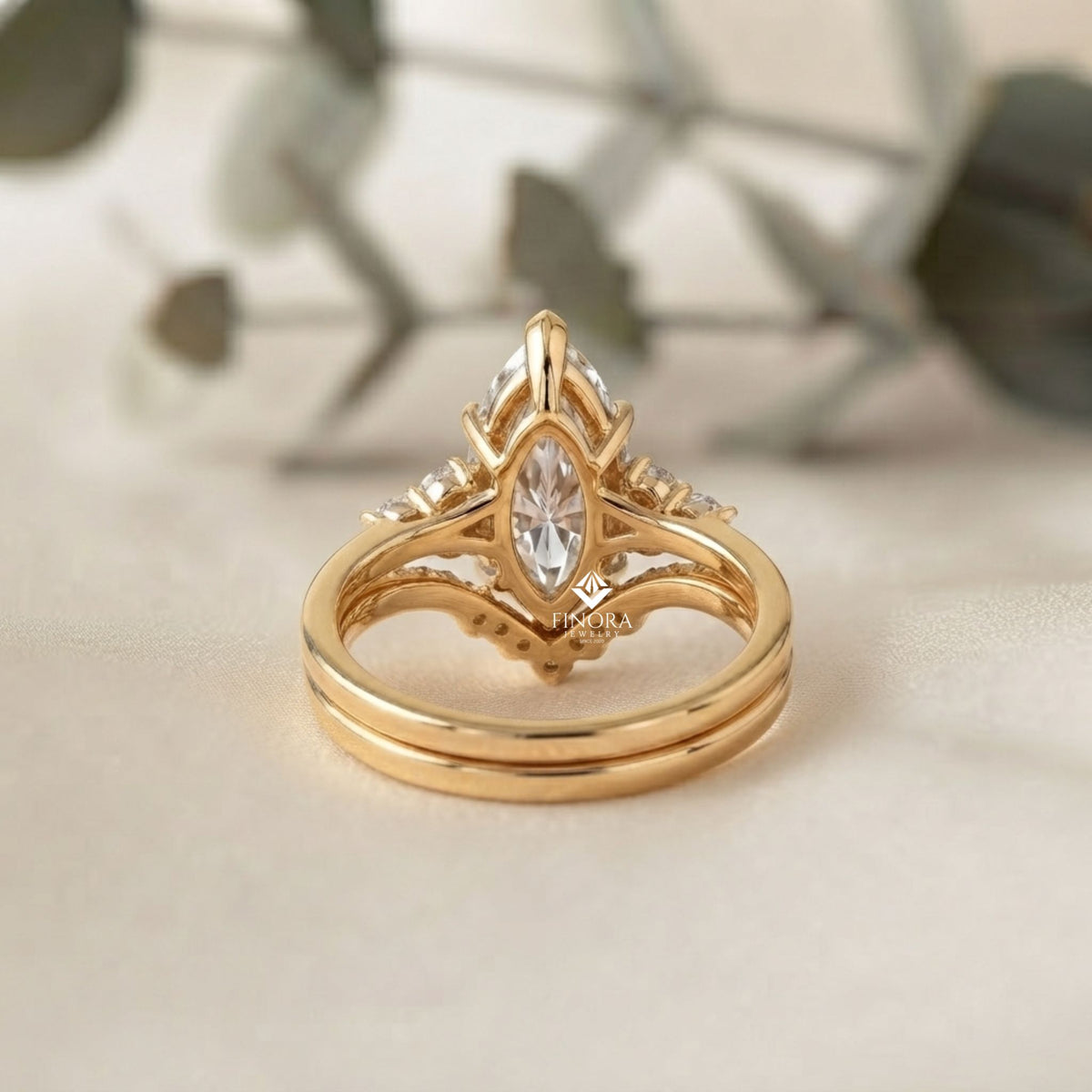 marquise cluster bridal set – celestial crown ring