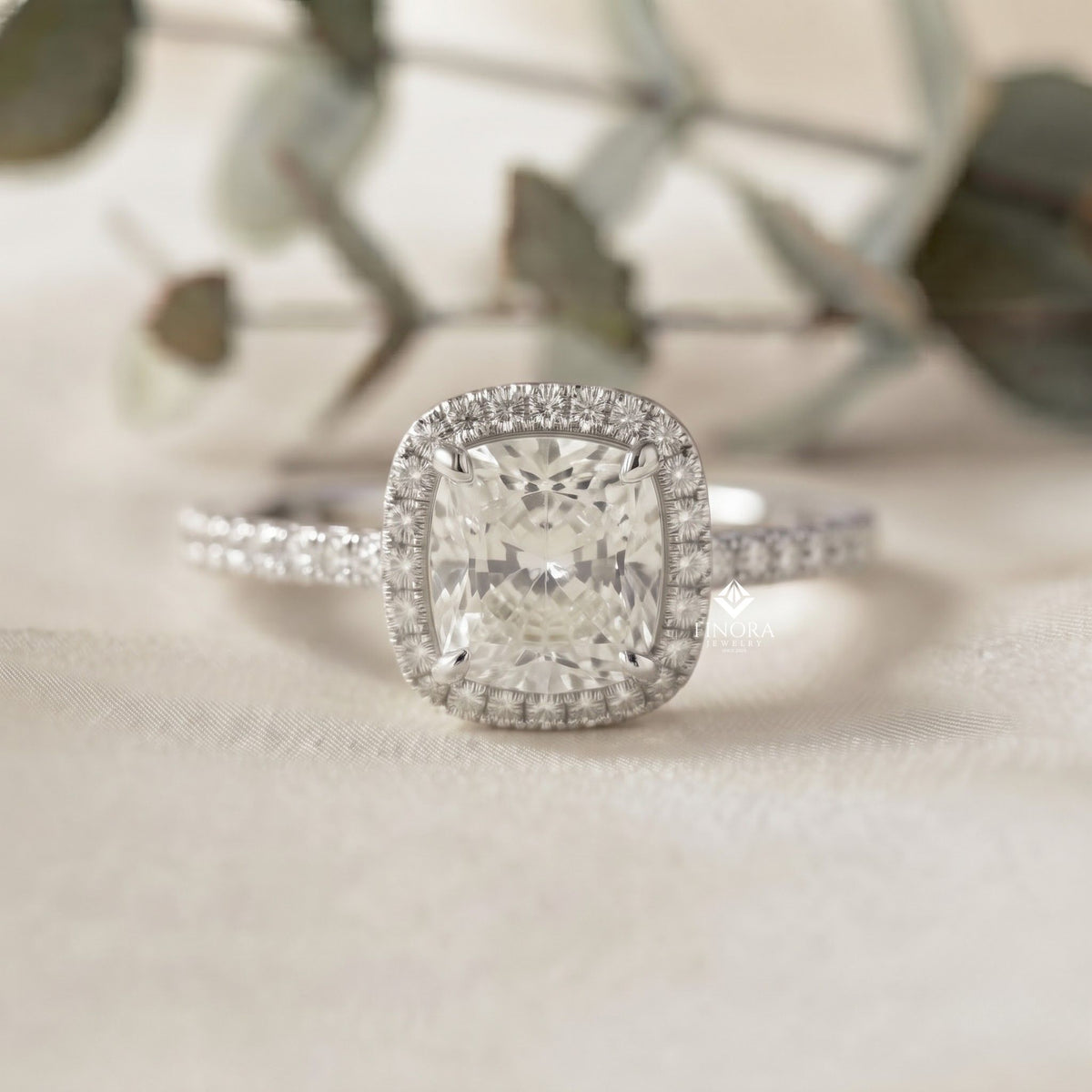 cushion cut halo ring – perfect for engagements or milestone anniversaries