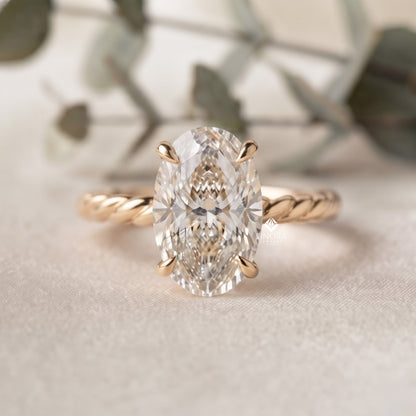 Twisted Band Oval Ring – Luxury Handmade Gold Jewelry – Timeless Engagement Ring
