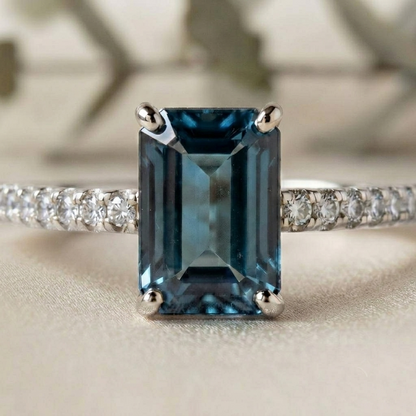 Emerald Gemstone Bridal Ring –  Blue Topaz Solitaire – Timeless Engagement Ring