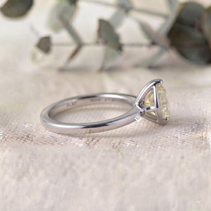 Sunshine Yellow Oval Gem Ring  –  14K Gold Elegant Engagement Ring
