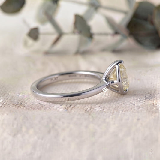 Sunshine Yellow Oval Gem Ring  –  14K Gold Elegant Engagement Ring