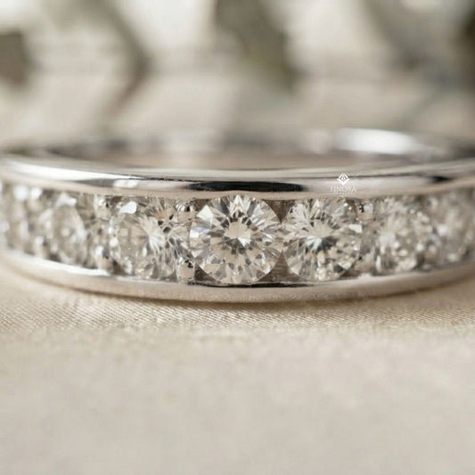 Round Diamond Channel-Set Eternity Band – Modern Elegance in 925 Silver, 10K/14K Gold (Rose, White, Yellow), or Platinum – Finora Signature Sparkle