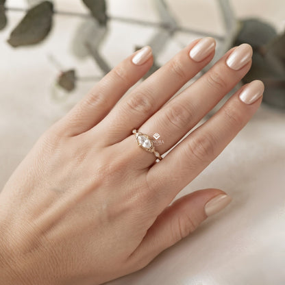 Dainty Solitaire Marquise Engagement Ring – Minimalist Bridal Ring