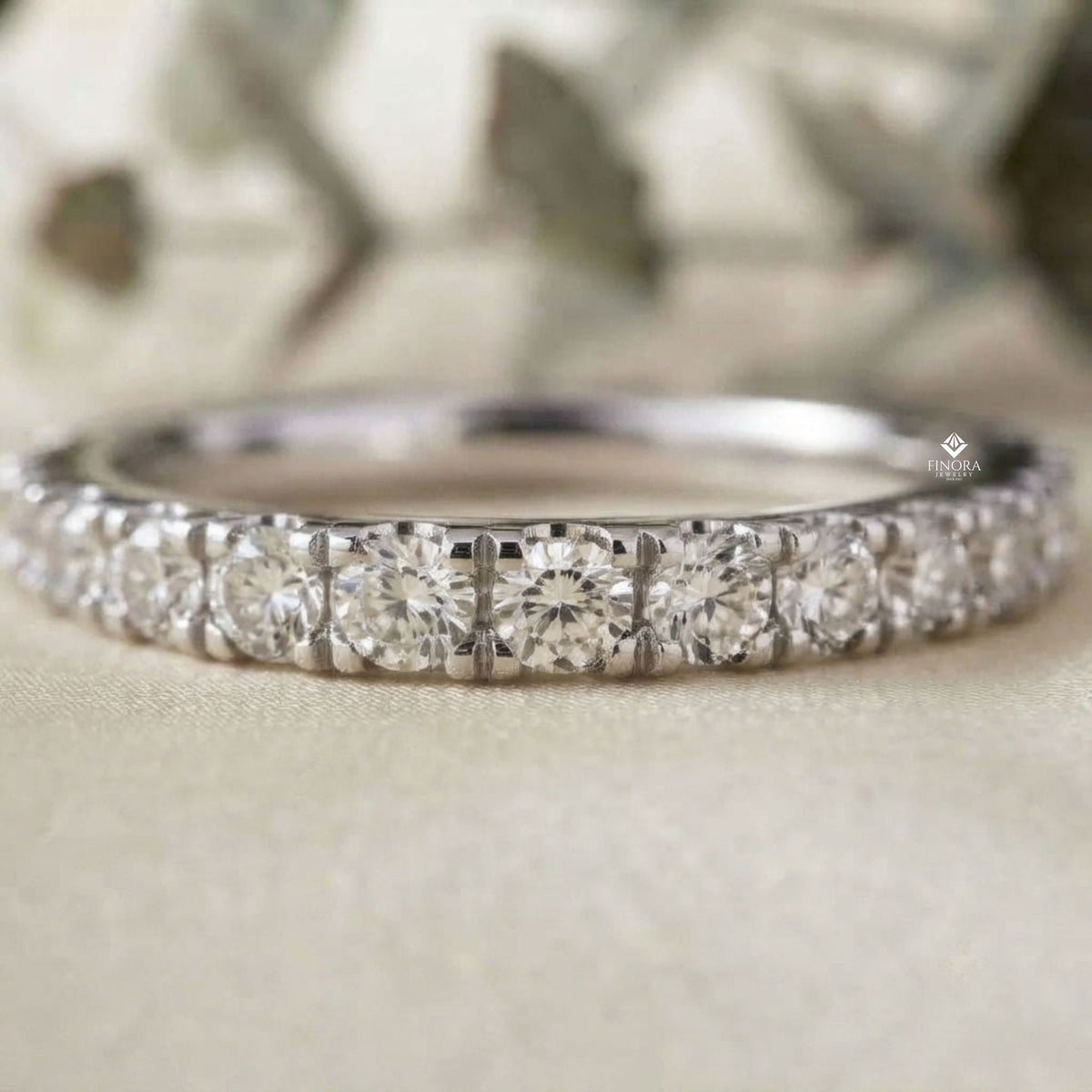 classic pavé diamond eternity band ring in 925 silver, 10k/14k gold (rose/white/yellow), & platinum – finora jewelry
