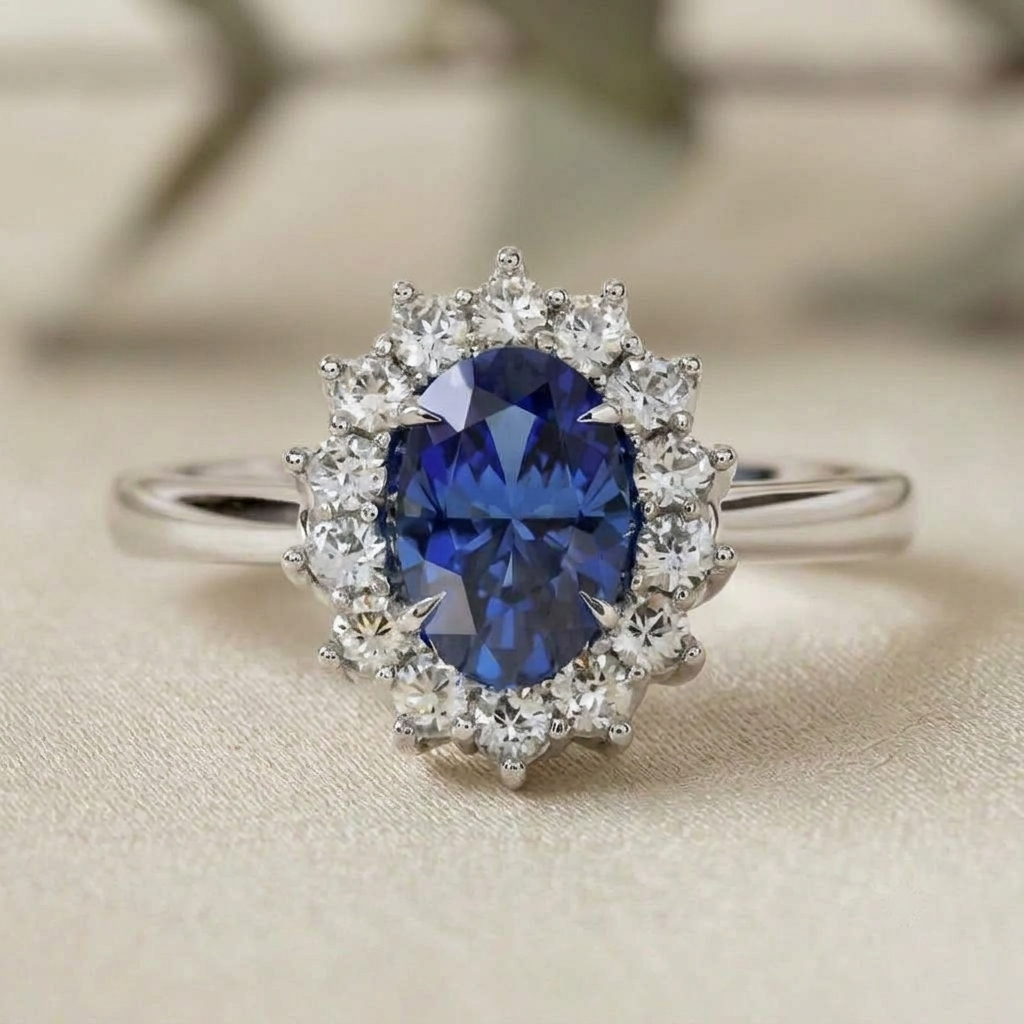 blue sapphire engagement ring | sapphire diamond engagement ring