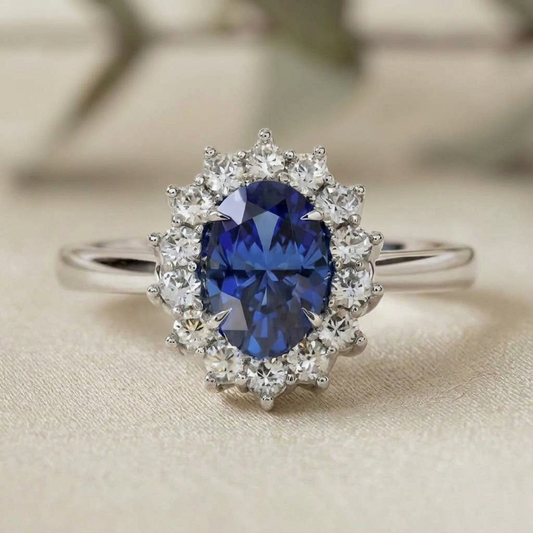 Blue Sapphire Engagement Ring | Sapphire Diamond Engagement Ring