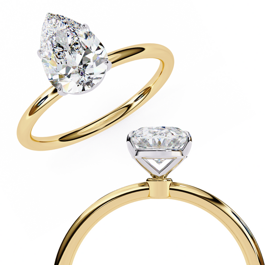 Pear Shaped Moissanite Solitaire Engagement Ring – Elegant Teardrop Design in 925 Silver, 10K & 14K Gold, or Platinum | Finora Jewelry
