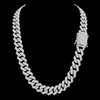 10mm Moissanite Silver Sleek Prong Cuban Link Chain - 2.5mm Low Profile Choker