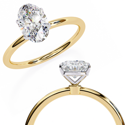 Oval Moissanite Solitaire Engagement Ring – Classic 4-Prong Setting in Silver, 10K & 14K Gold, or Platinum | Finora Jewelry