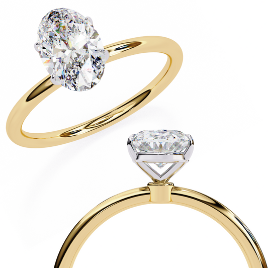 Oval Moissanite Solitaire Engagement Ring – Classic 4-Prong Setting in Silver, 10K & 14K Gold, or Platinum | Finora Jewelry
