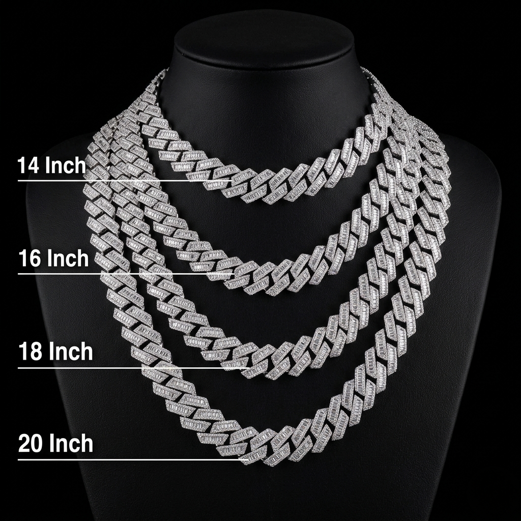 iced-out cuban chain with baguette diamond-style stones – hip hop jewelry