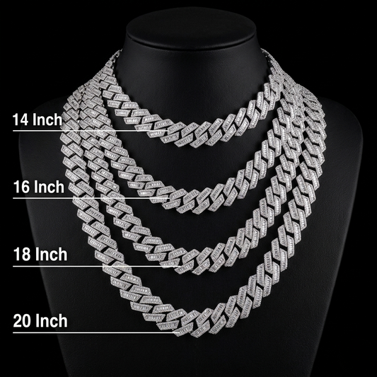 Iced-Out Cuban Chain with Baguette Diamond-Style Stones – Hip Hop Jewelry