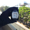41mm Bust Down Watch Iced Out Watch – Black Leather Strap Red Arabic Square Dial Men Watch