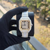 Bust Down Watch Iced Out Watch Women 36mm White & Yellow Square Roman Dial Luxury Watch
