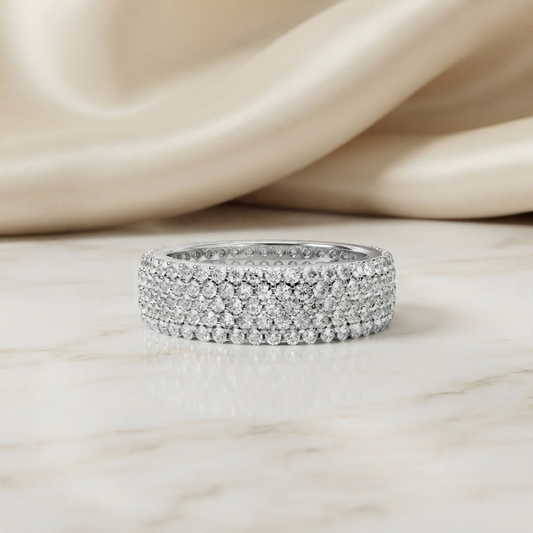 Five-Row Diamond Eternity Band – Bold Statement Wedding Ring – Finora Signature Radiance
