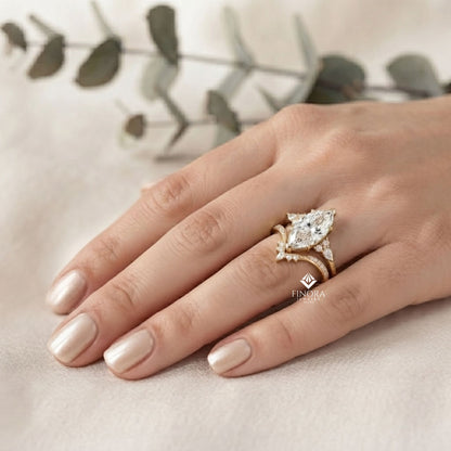 Marquise Cluster Bridal Set – Celestial Crown Ring