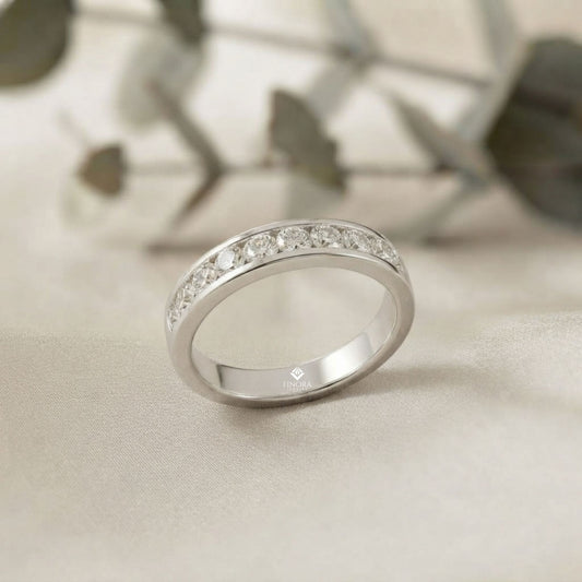 Round Diamond Channel-Set Eternity Band – Modern Elegance in 925 Silver, 10K/14K Gold (Rose, White, Yellow), or Platinum – Finora Signature Sparkle