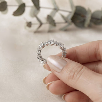 Alternating Bezel-Set Diamond Eternity Band Ring in 925 Silver, 10K/14K Gold (Rose/White/Yellow), & Platinum – Finora Jewelry