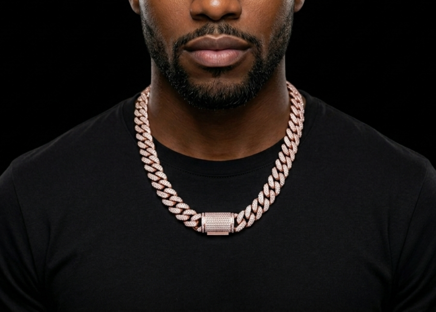 rose gold miami cuban link chain - iced out choker
