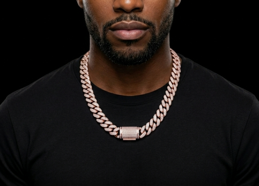Rose Gold Miami Cuban Link Chain - Iced Out Choker